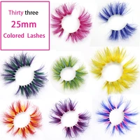 25mm transparent colorful mink false eyelashes 3d mink lashes feather natural long thick lahses extension wholesale in bulk