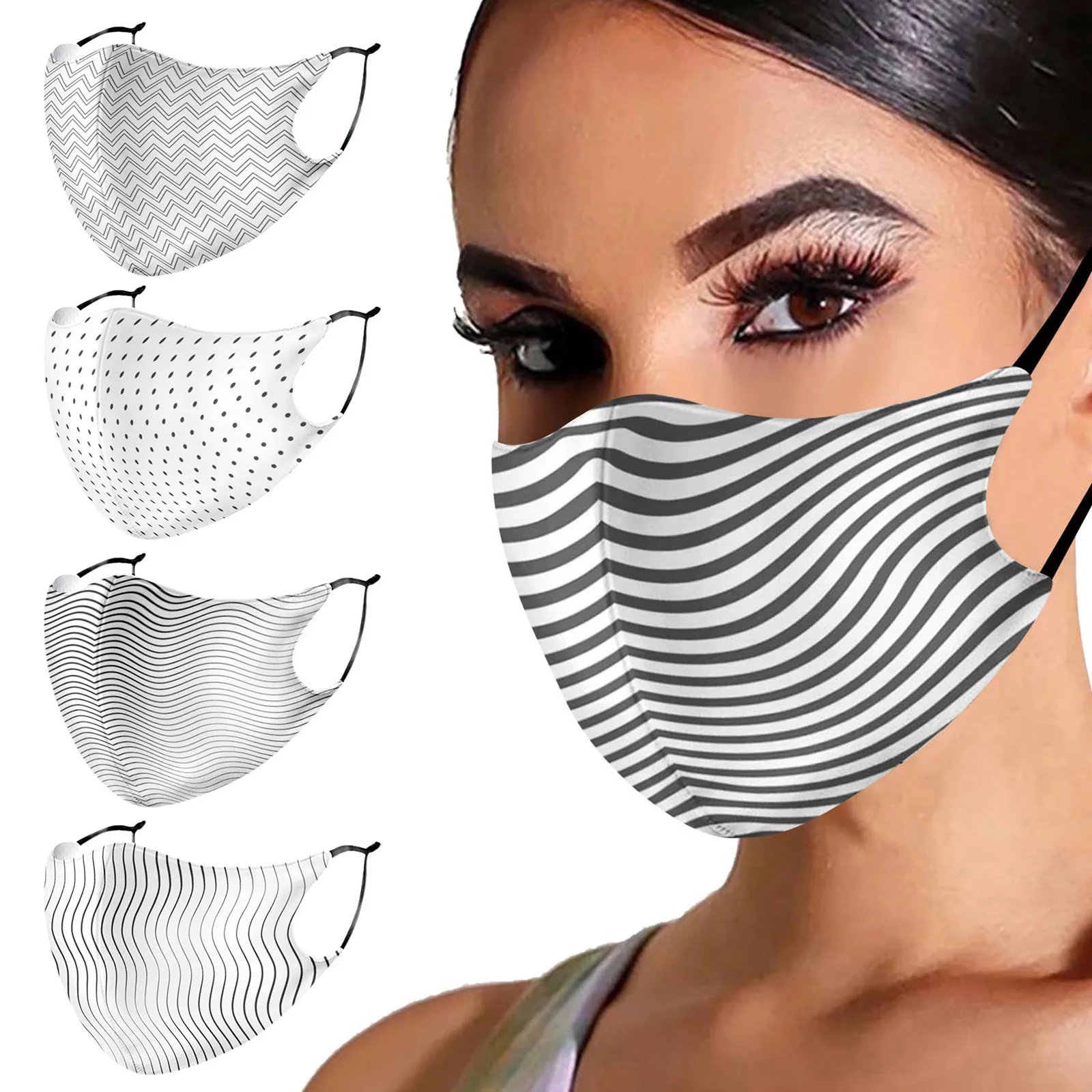 

Маска Защитная для взрослых с цветочным принтом, моющаяся многоразовая хлопковая маска для лица для косплея на Хэллоуин, 1 шт.