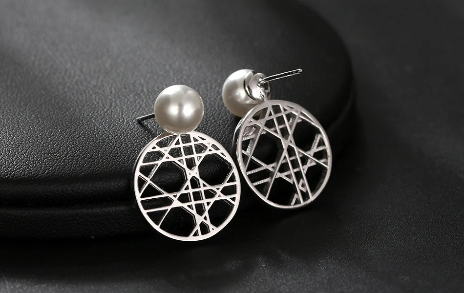 ORSA JEWELS Настоящее серебро 925 пробы Женские Имитация жемчуга круглые серьги неправильные полые модные серьги ювелирные изделия SE159