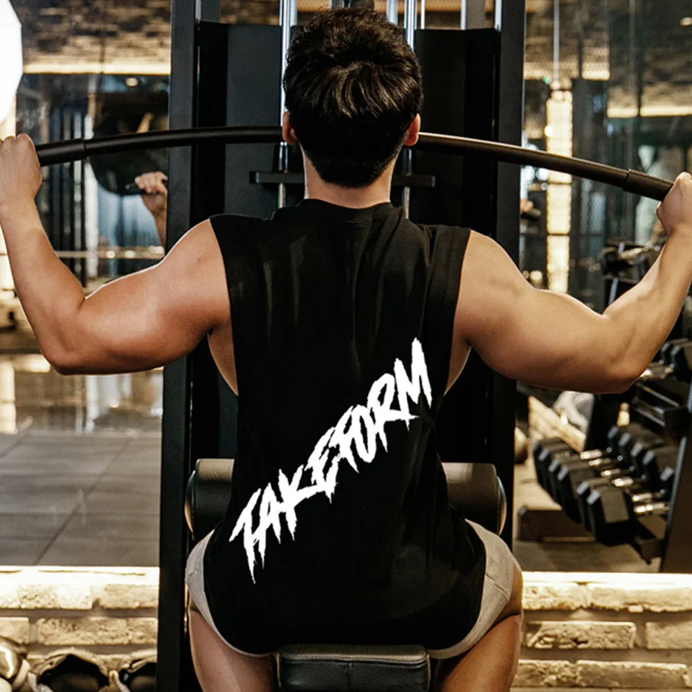 Жилет Мужской Быстросохнущий майка с принтом для упражнений мышц облегающий