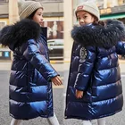 Русские зимние пальто для девочек на-30 , толстая одежда, стандартное водонепроницаемое уличное пальто с капюшоном для мальчиков-подростков, Детская парка, куртки