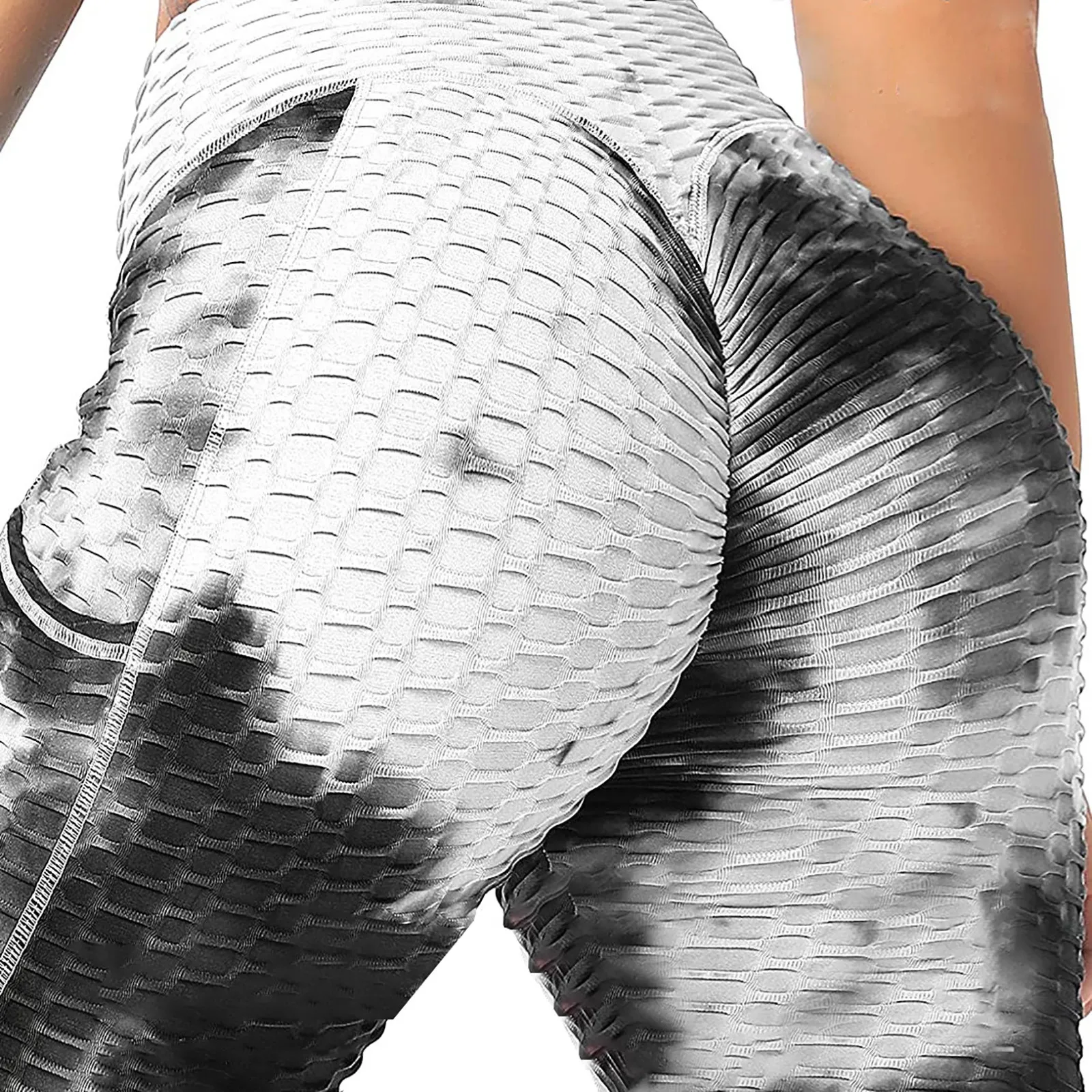 

Women Tie-dye High Waist Pocket Breathable Hip Lifting Yoga Pants Elastic Waist Workout Slim Long Leggings A20