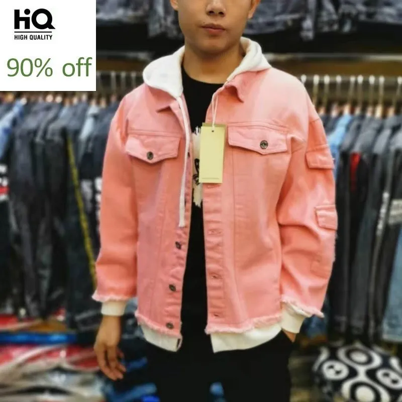 High Street джинсовое пальто для мужчин с модным принтом капюшоном в стиле пэчворк