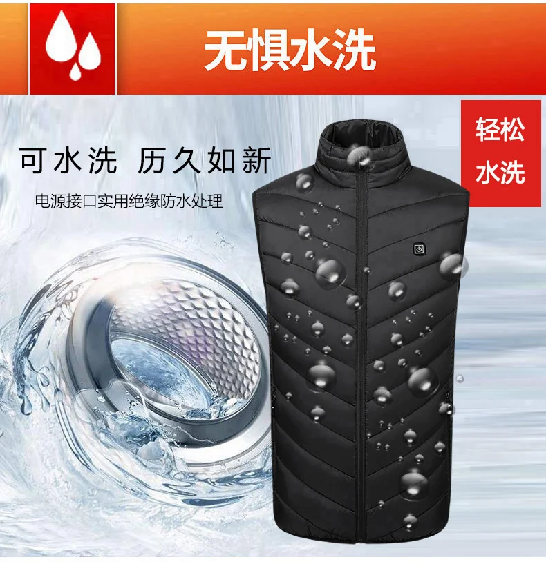 

USB Heating Cotton vest Outdoor Hiking Thermal Jacket winter vest jacket zipper vest sleeveless Jacket Winter Clothing Men gilet