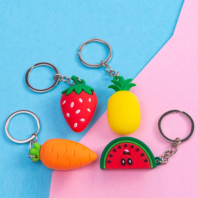 

Keychain Cute Bag Pendant Simulation Fruit Creative 3D Gift Key Ring Coin Purse PVC Soft Toy Pendant Keychain Cute Strawberry