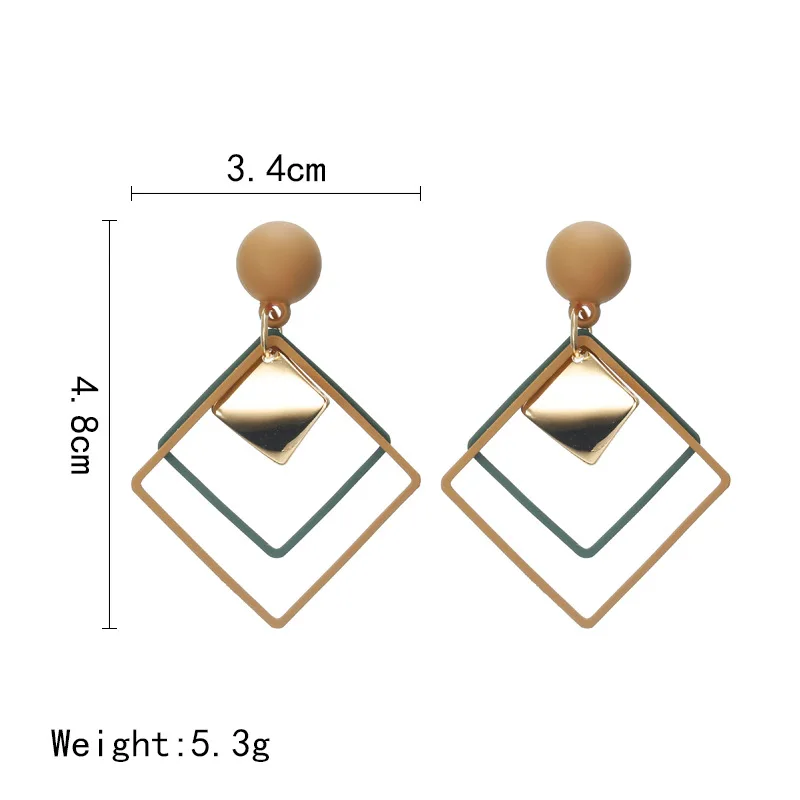 

Korean Drop Dangle Earrings For Women Summer Big Rhombus Square Statement Black Green Khaki Cute Earrings 2020 Trend Jewelry