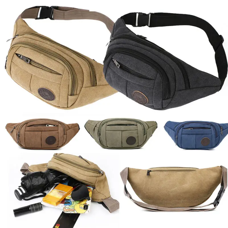 2019 Black Canvas Waist Bag Men Belt Pack New Fashion Women Chest Handbag Unisex Travel Bags Ladies Belly Phone Pouch | Багаж и сумки