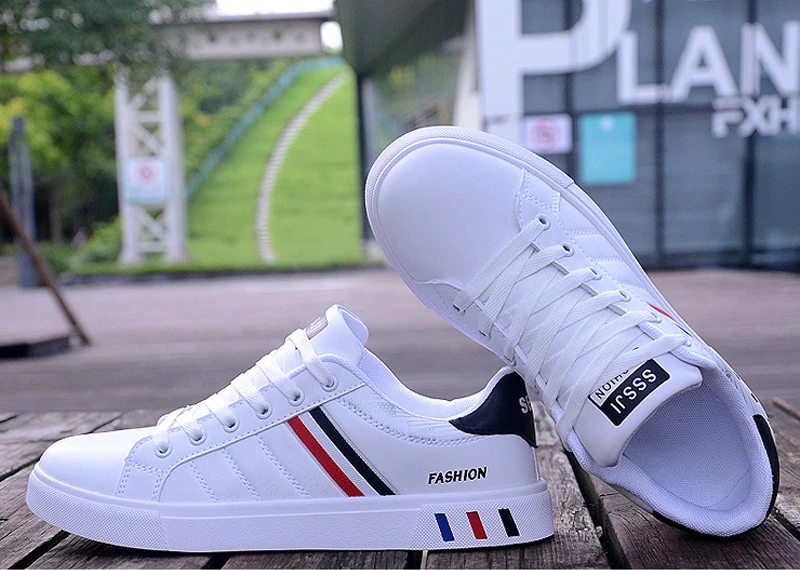 Кроссовки мужские из ПУ кожи на шнуровке удобные дышащие спортивные кроссовки