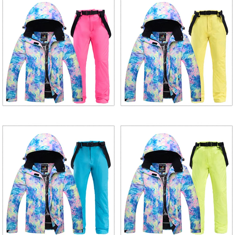 Новые лыжные костюмы женские модели корейских зимних лыжных шпона двухбортный