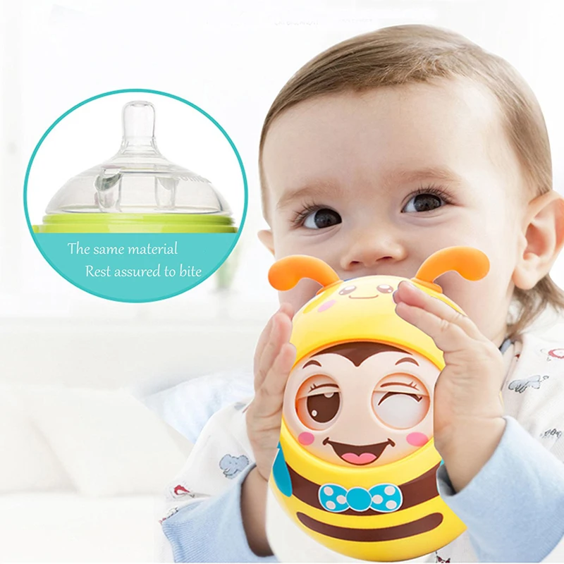 

Baby Rattles Mobile Doll Bell Blink Eyes Tumbler Roly-poly Silicon Teether Toy Fun For Newborns Gift Baby 0-12 Months Toys
