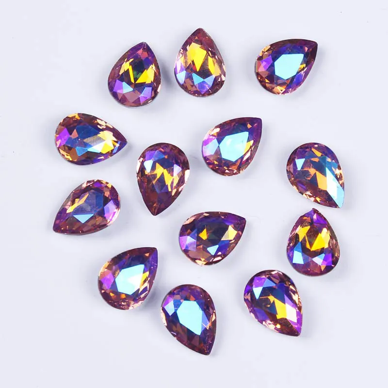 Камни и кристаллы в форме капли воды блестящие стразы для одежды незакрепленные
