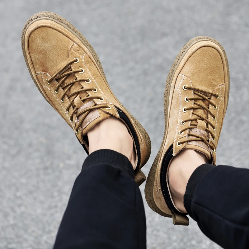 spesifikasi Sepatu Kasual Pria Musim Gugur 2021 Sepatu Kasual Flat Pria Aprikot Sepatu Kulit Kualitas Baik Sepatu Jalan Nyaman Pria
