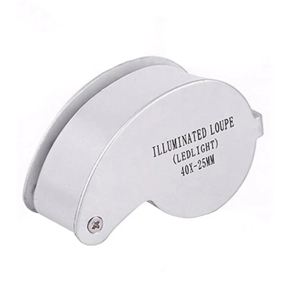 

Three Colors Optional Useful Mini Foldable LED Lights Loupe 40X Magnification Loupe Reliable for Crafts