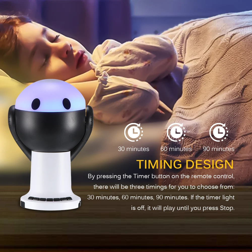 

Baby Sleep Remote projection sleep comforted machine Timing Relaxation Music USB Rechargeable White Noise