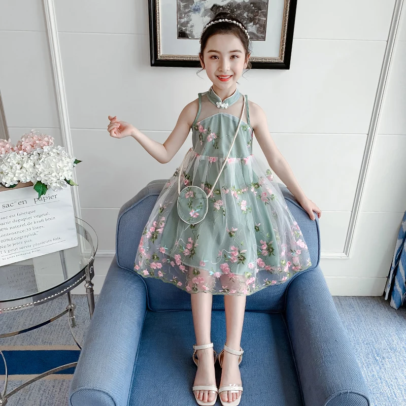 

Summer Girls' Dress Pure White Temperament Embroidery Casual Sleeveless Party Princess Dress Children'S Baby Kids Girls Clothing