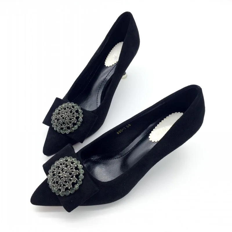 Туфли лодочки женские на высоком каблуке 6 см без застежки со стразами|Женские