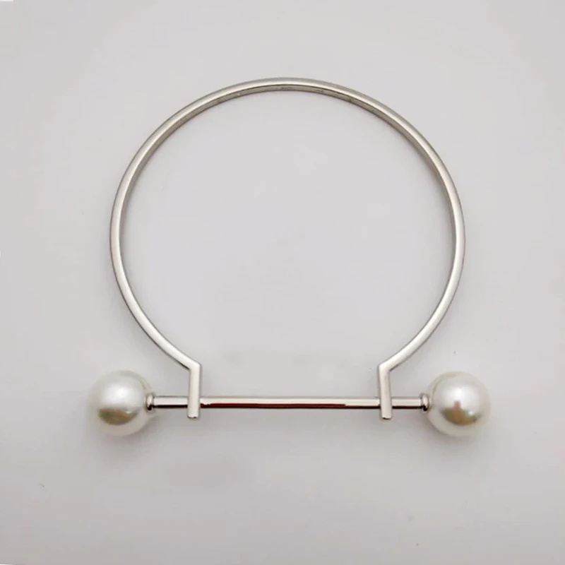 

1 Pcs Imitate Pearl Metal Bag Handle Replacement for DIY Making Purse Handbag Tote Round Shaped