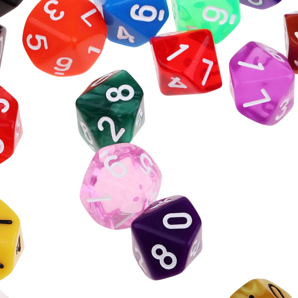 

25x Acrylic Polyhedral Dice D10 TRPG Toy for Table Game