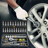 46pcsset wrench socket screwdriver 14 auto repair tool ratchet wrench socket kit with plastic storage case