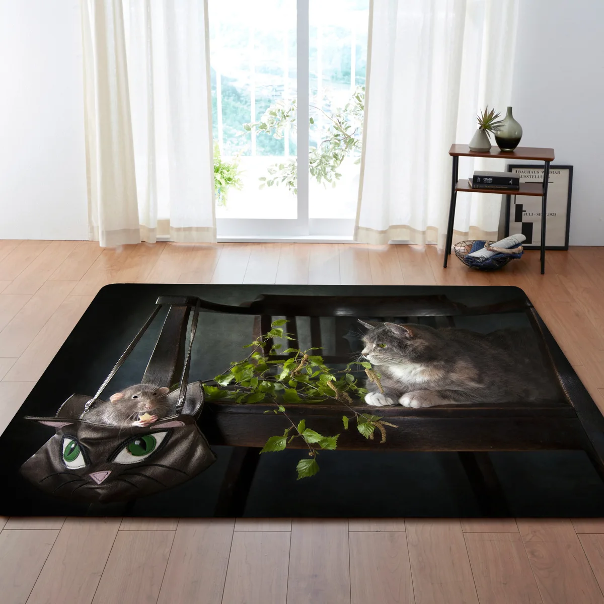 

3D Printing Carpet Cartoon Cat Household Living Room Carpet Office Floor Mat Entrance Door Bathroom Rug Doormat Decor for Baby