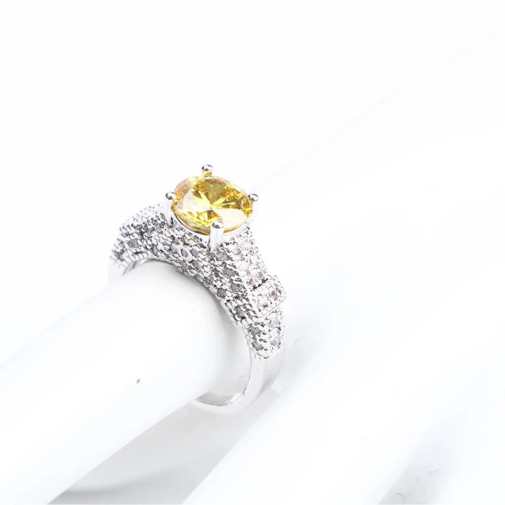 Женский комплект украшений из серебра 925 пробы серьги с желтым кубическим