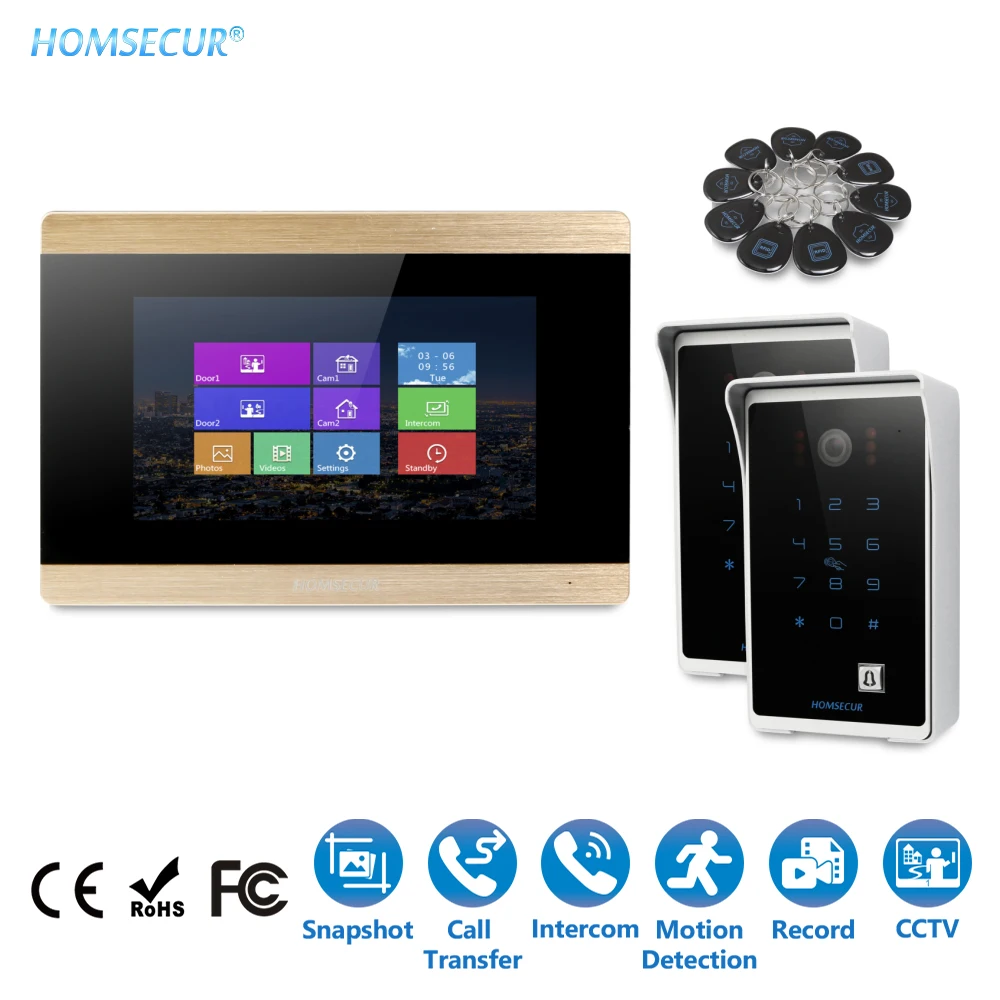 

HOMSECUR 7" Video Door Entry Phone Call System+Intra-monitor Audio Intercom BC081+BM715-G