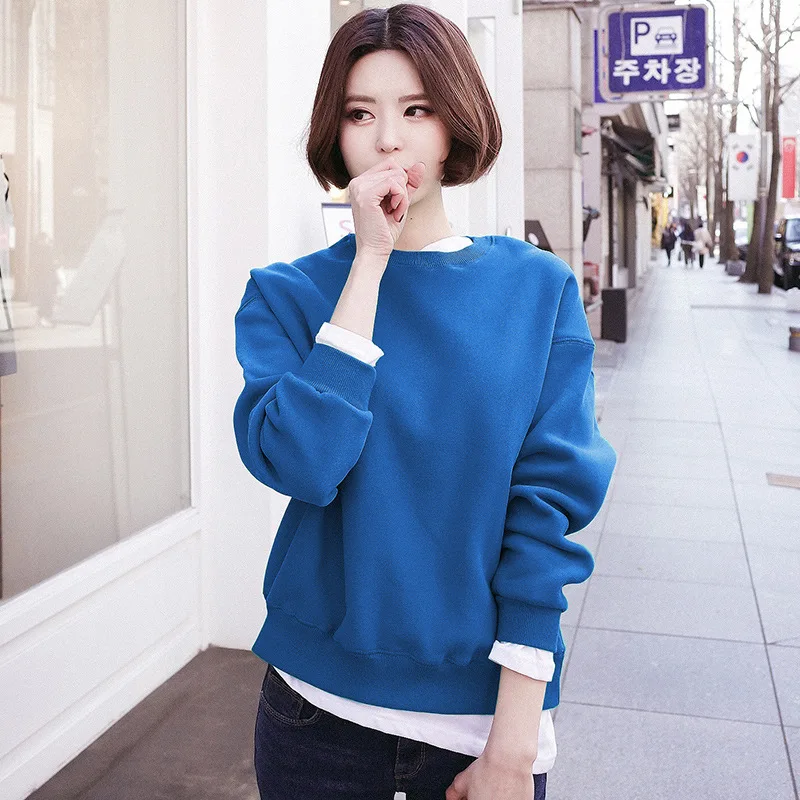 

Qiu dong outfit south Korean women's clothing splicing white collar fleece female han edition