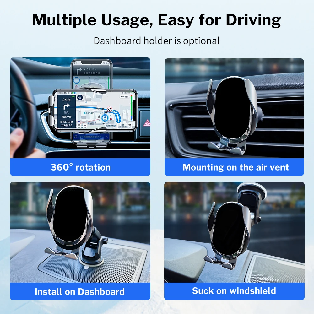 

Deelife Car Phone Holder Smartphone Stands for Air Vent Dashboard Mount Cellphone Bracket Mobile Support 15W Wireless Charger