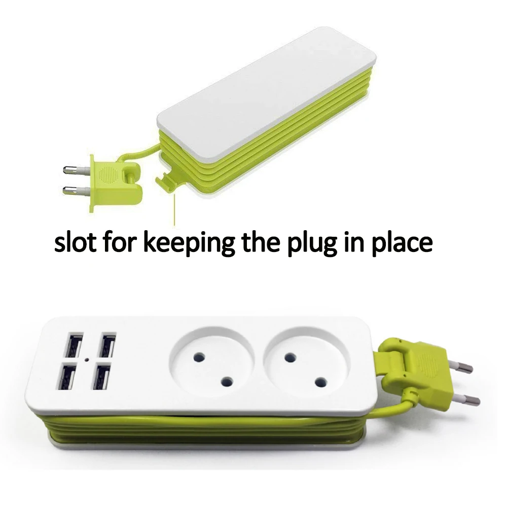 Дорожный удлинитель с европейской вилкой портативная розетка 4 USB портами для