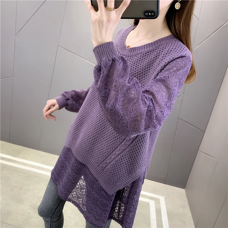 

Room 195421, 5 rows, No. 5 lower] real shot 60 solid lace sleeve pocket Pullover Sweater
