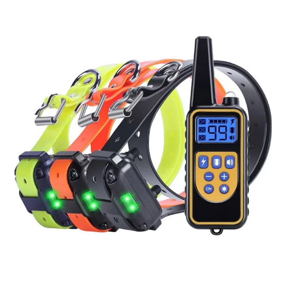 

Pet Dog Training Collar Remote Electric Shock Vibration Rechargeable Rainproof Blue LCD Collar With Beep Random Color