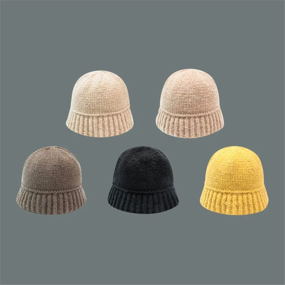 

2021new Unisex Harajuku Bucket Hat Solid Color Fishing Fisherman Hat Autumn Winter Outdoor Warm Cap For Women