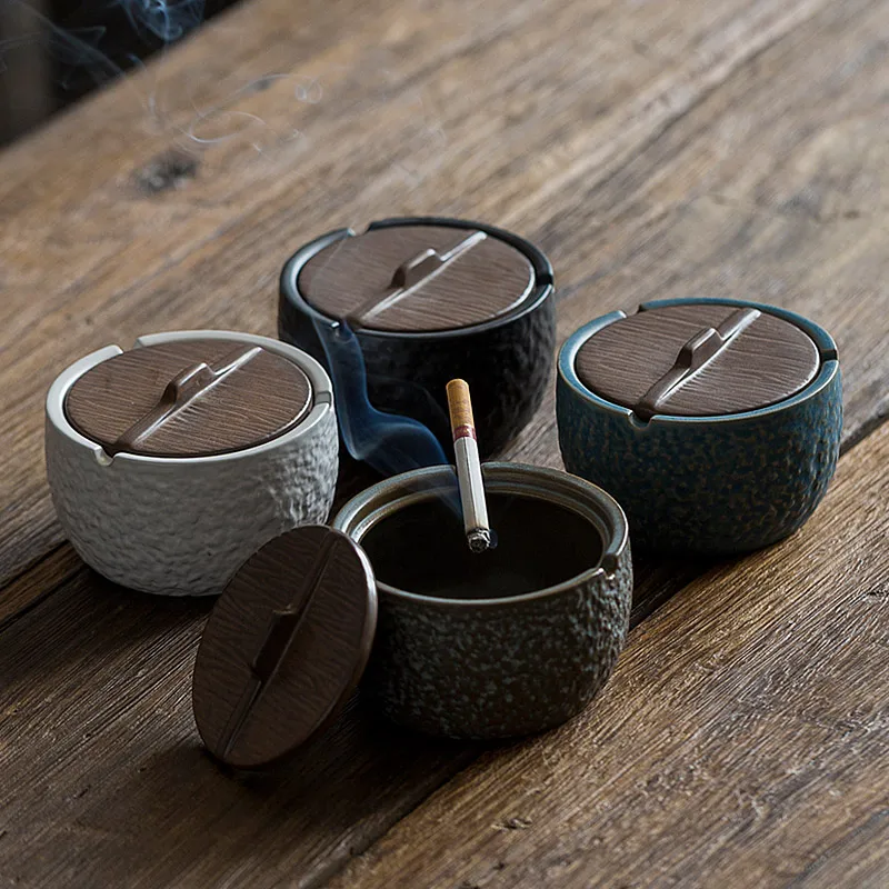 Простой художественный каменный узор керамическая пепельница в стиле Ретро с