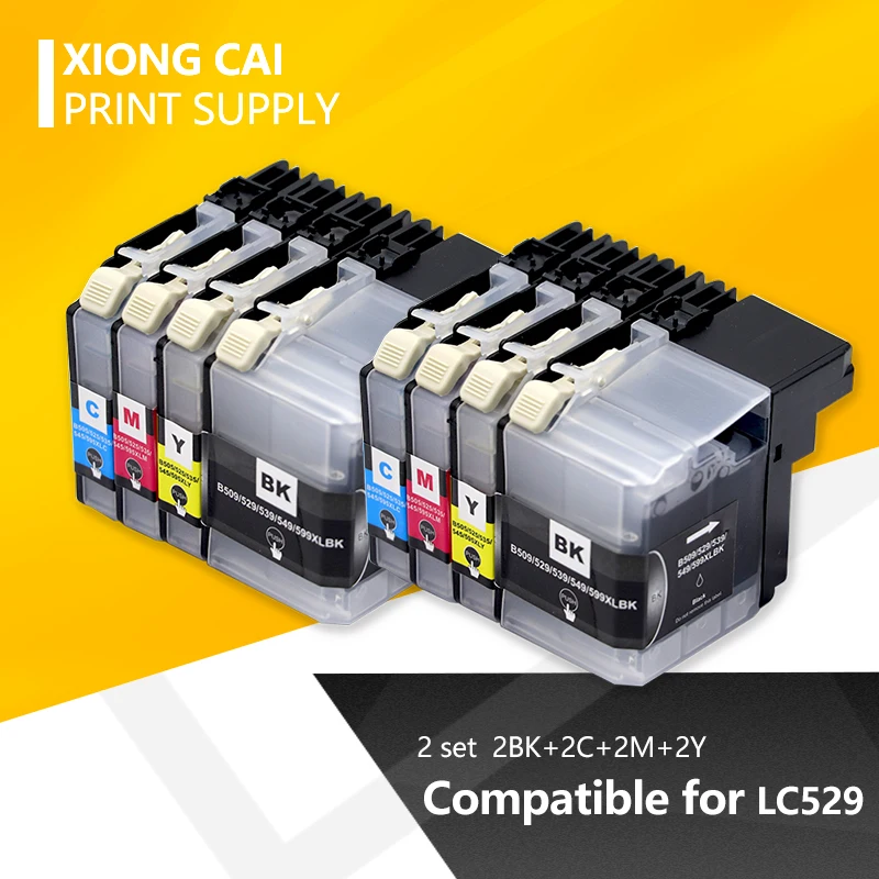 Высококачественный полный чернильный картридж 8 шт. для Brother LC529 DCP J100 J105 MFC J200