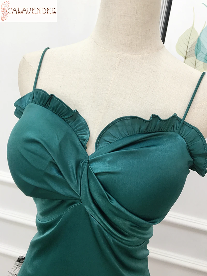 

Spaghetti Sexy Cocktail Dresses for Women A-Line Tea Length vestidos de cctel Two Piece Prom Dresses