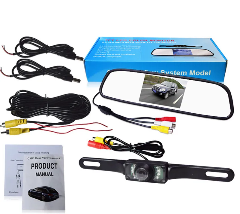 2 в 1 автомобильная светодиодная камера заднего вида ночного видения с HD 4 3