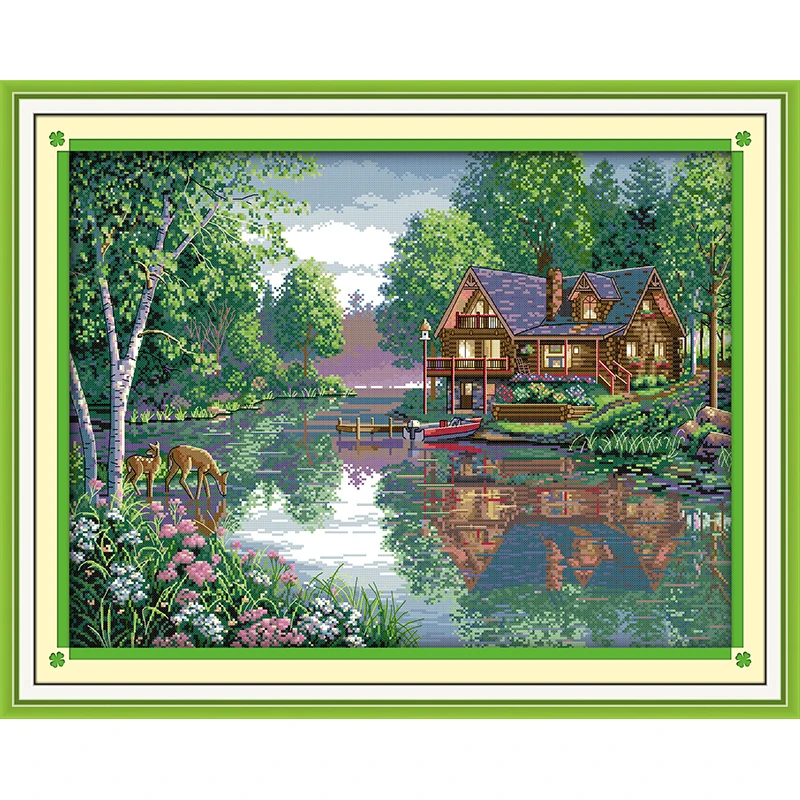 

Everlasting Love Leisure Hut Chinese Cross Stitch Kits Ecological Cotton Stamped Printed 11 14CT DIY Christmas Decorations Gift