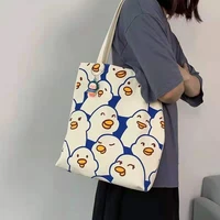 2021 canvas bags handbag for women shopper cute duck tote bag with zipper designer bag japanese style cartoon small shoulder bag