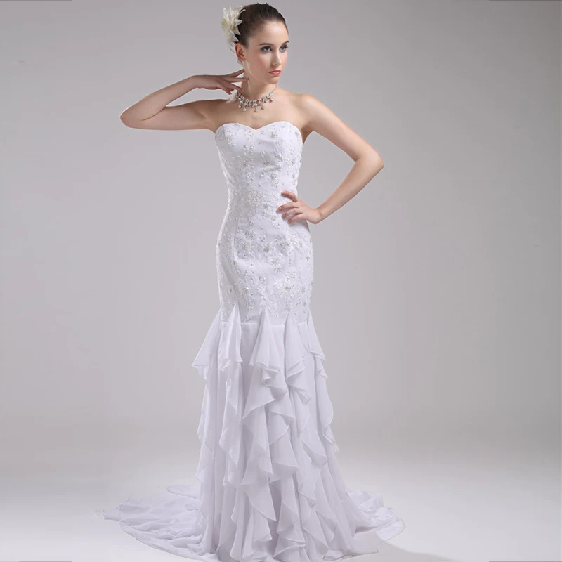 Сексуальное Кружевное длинное свадебное платье с открытой спиной и аппликацией