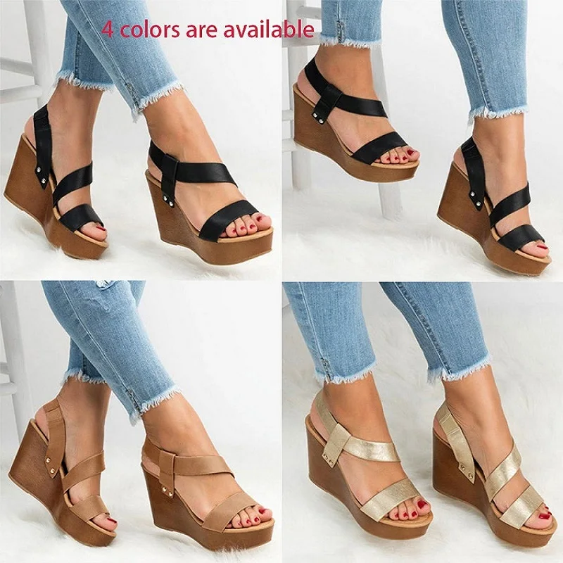 

Women Sandals Wedge Platform Sandals Summer Slip On Ladies High Heels Shoes Fashion Open Toe Casual Female Footwear 2021 Plush