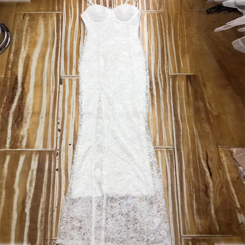 Высококачественное белое платье Макси без рукавов с высоким разрезом длинное