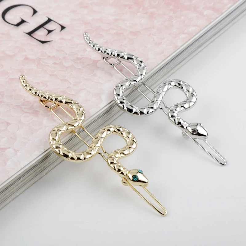 Модные женские аксессуары для волос змеиная заколка металлическая