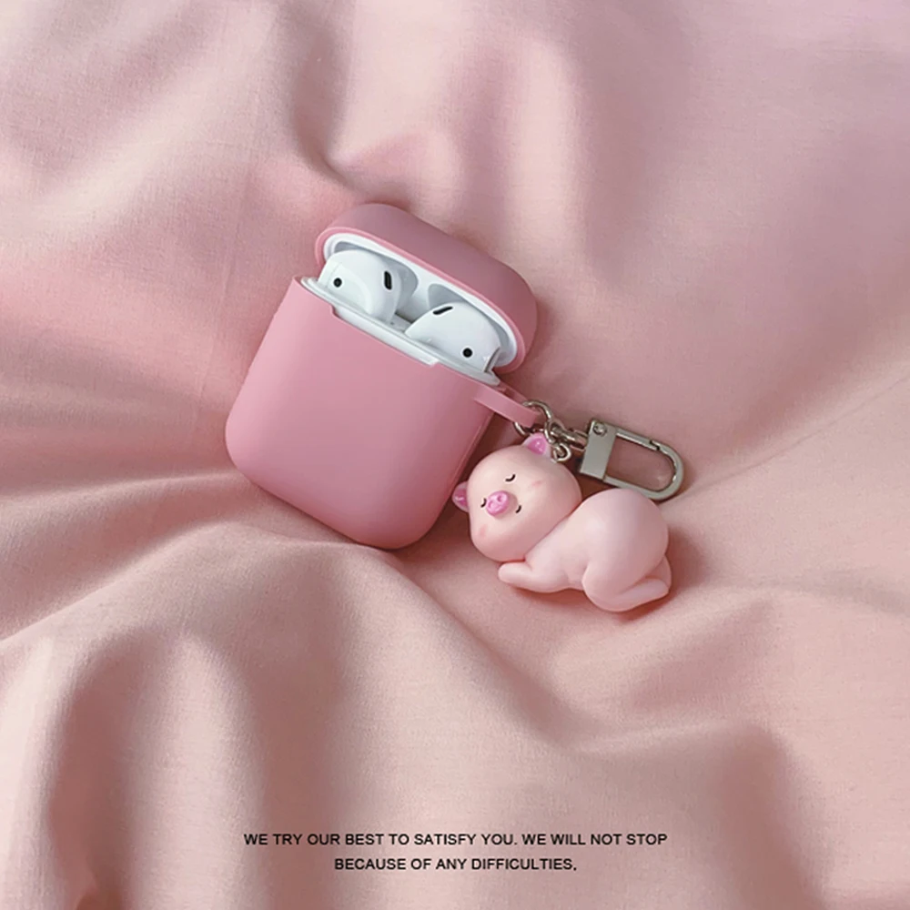 

Cute Solid Pig Charms Silicone Cover for Apple Airpods 1 2 Case for AirPods Pro Case Accessories Headphone Charger Box Protect