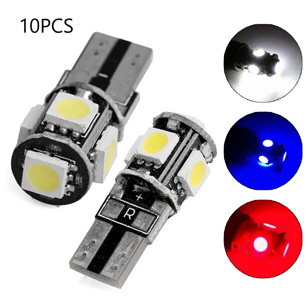 

10х декодирующий светодиодный автомобильный светильник W5W T10 5050 5SMD, световой индикатор ширины, светильник для чтения, подходит для габаритны...
