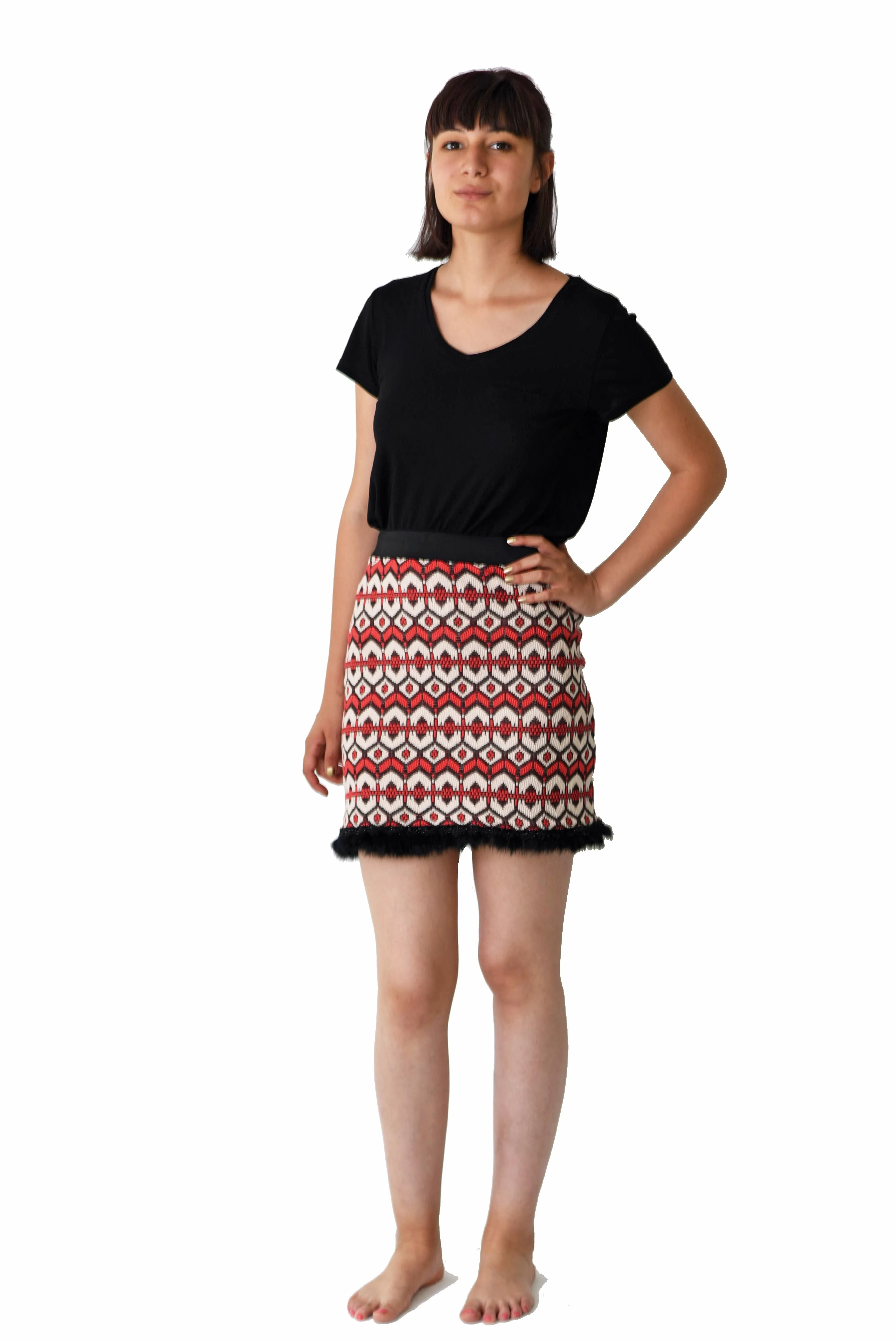 Женская мини-юбка, красно-черная тканая с кисточками от AliExpress RU&CIS NEW