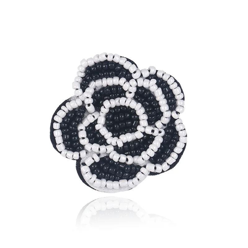 New Handmade Fabric Bead Flower Brooch Pins Crystal Camellia Lapel Pin and Brooches Cardigan Dress Corsage for Women Accessories | Украшения