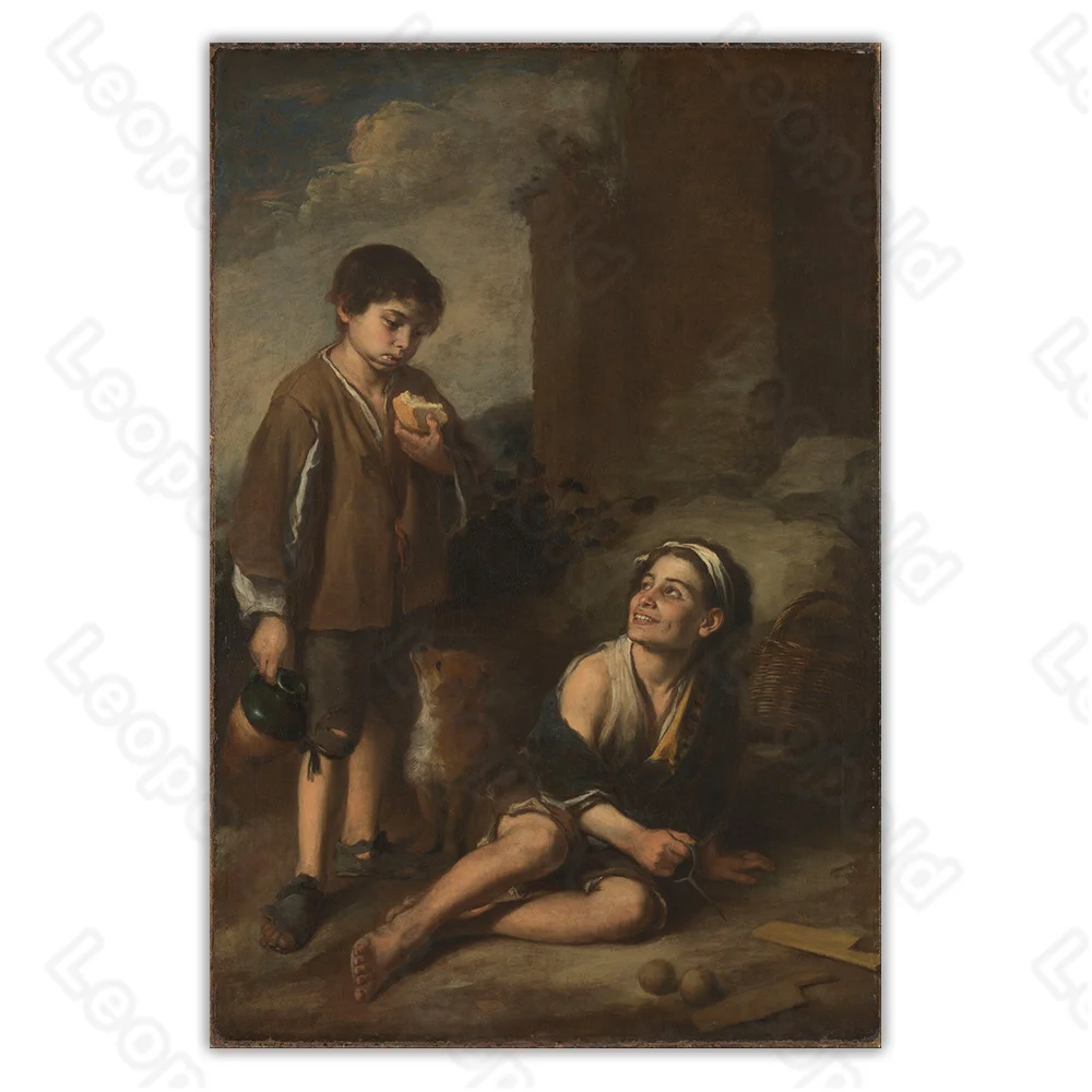 

Nostalgia Style Murals Bread Boy and Girl Frameles Poster Home Residential Bedroom Decoration Living Room Canvas Painting