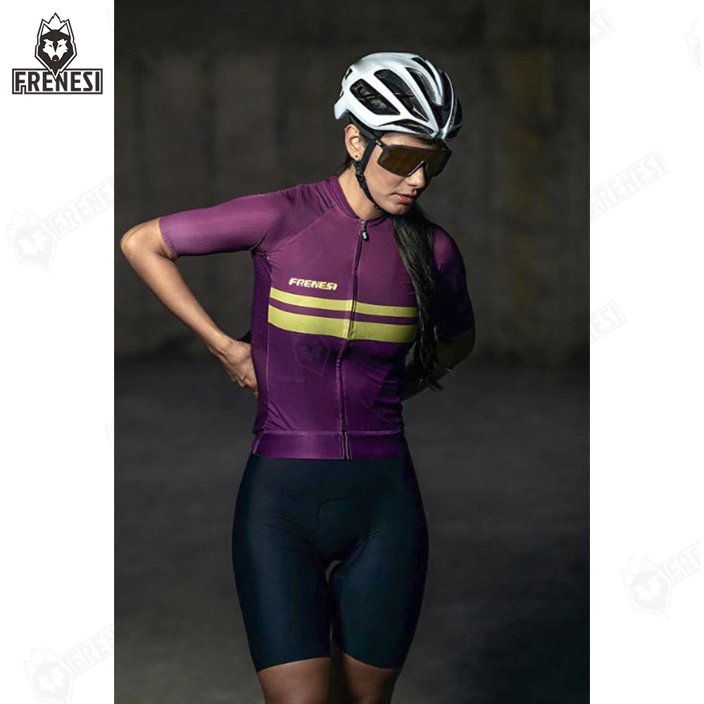 

2021 Frenesi Summer New Short Sleeve Cycling Wear Suit Jumpsuit Women Triathlon Cycling Wear Mountain Bike Macaquinho Speedsuit