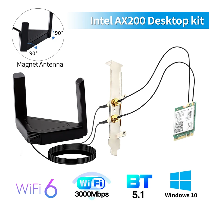 Беспроводной Wi Fi 6E Intel AX210 двухдиапазонный 6 AX200 3000 Мбит/с Настольный набор BT5.2 кард