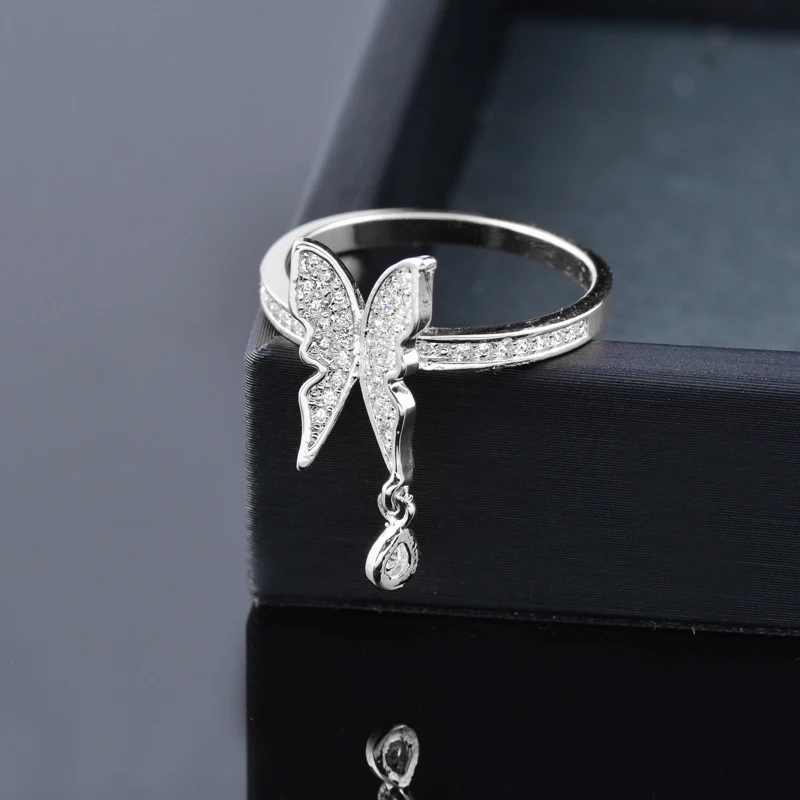 SINLEERY очаровательные кольца на палец в виде животного бабочки цвета розового